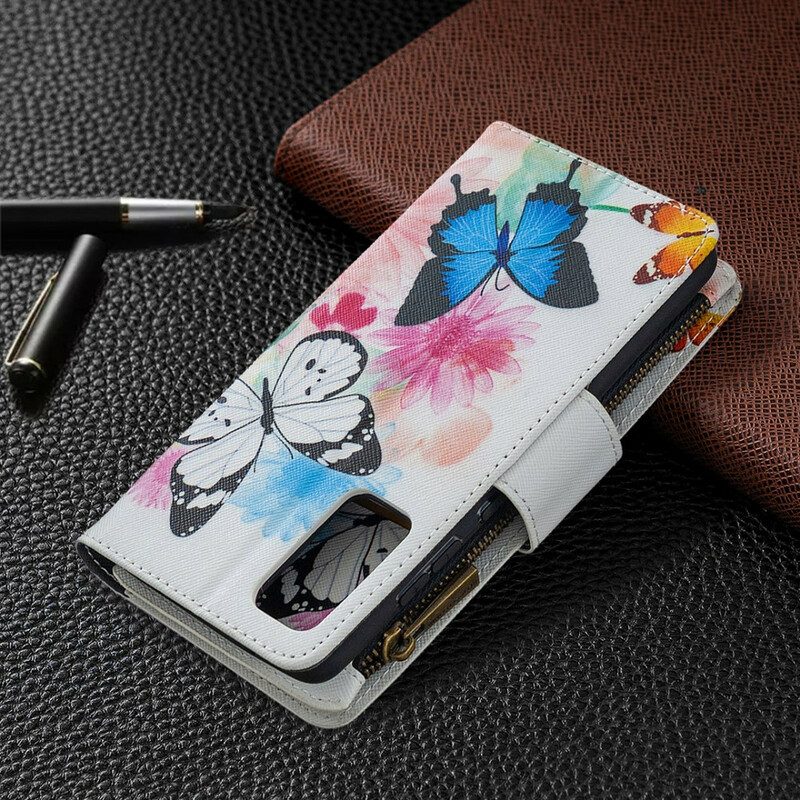 Leren Hoesje voor Samsung Galaxy S20 FE Vlinders Zak Met Ritssluiting