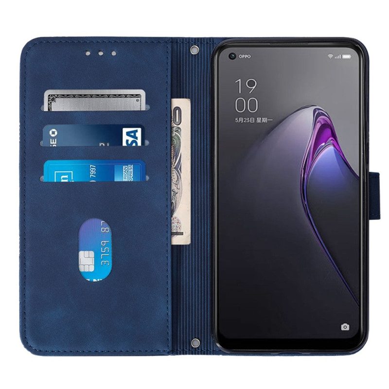 Flip Case voor Oppo Reno 8 Pro Driehoeken Met Schouderriem