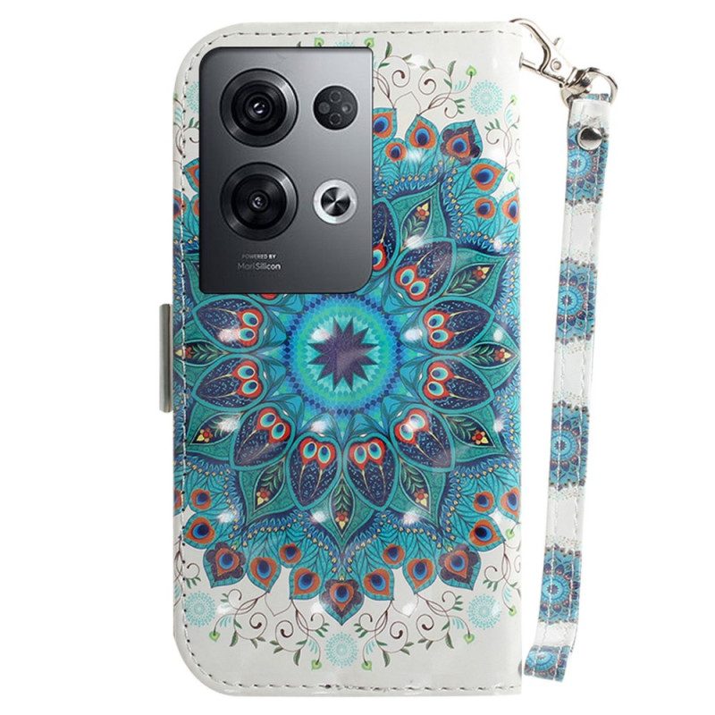 Flip Case voor Oppo Reno 8 Pro Met Ketting Strakke Mandala