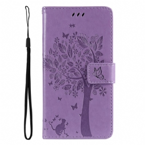 Folio-hoesje voor Oppo Reno 8 Pro Met Ketting Boom En Strappy Cat