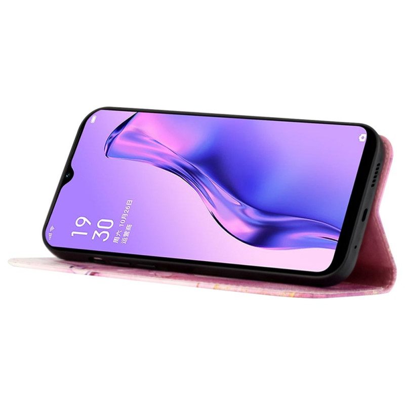 Folio-hoesje voor Oppo Reno 8 Pro Met Ketting Marmer Strippen