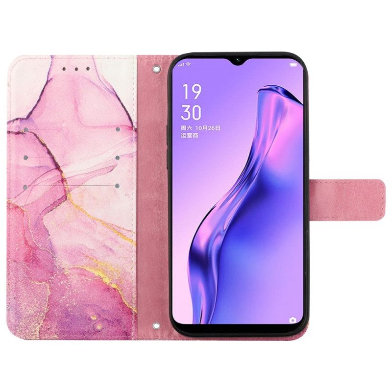 Folio-hoesje voor Oppo Reno 8 Pro Met Ketting Marmer Strippen