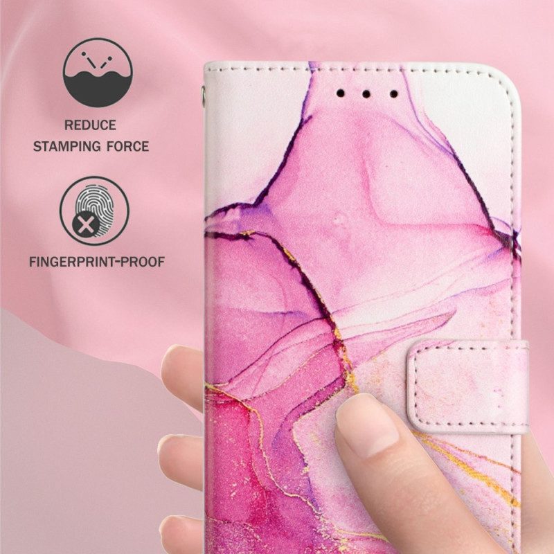 Folio-hoesje voor Oppo Reno 8 Pro Met Ketting Marmer Strippen