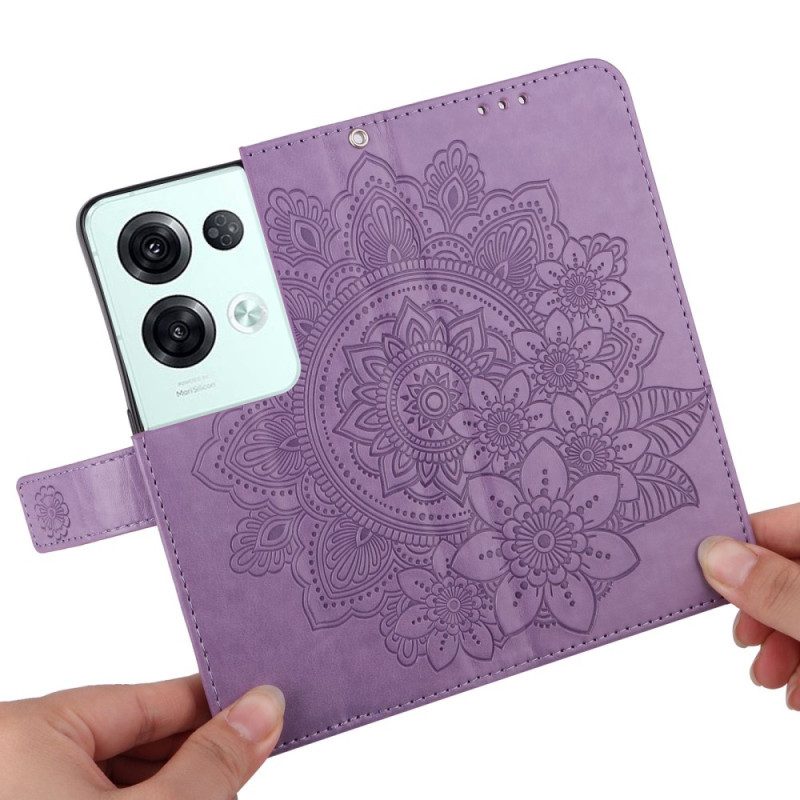 Folio-hoesje voor Oppo Reno 8 Pro Met Ketting Strakke Bloemen