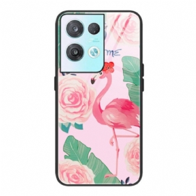 Hoesje voor Oppo Reno 8 Pro Flamingo Gehard Glas