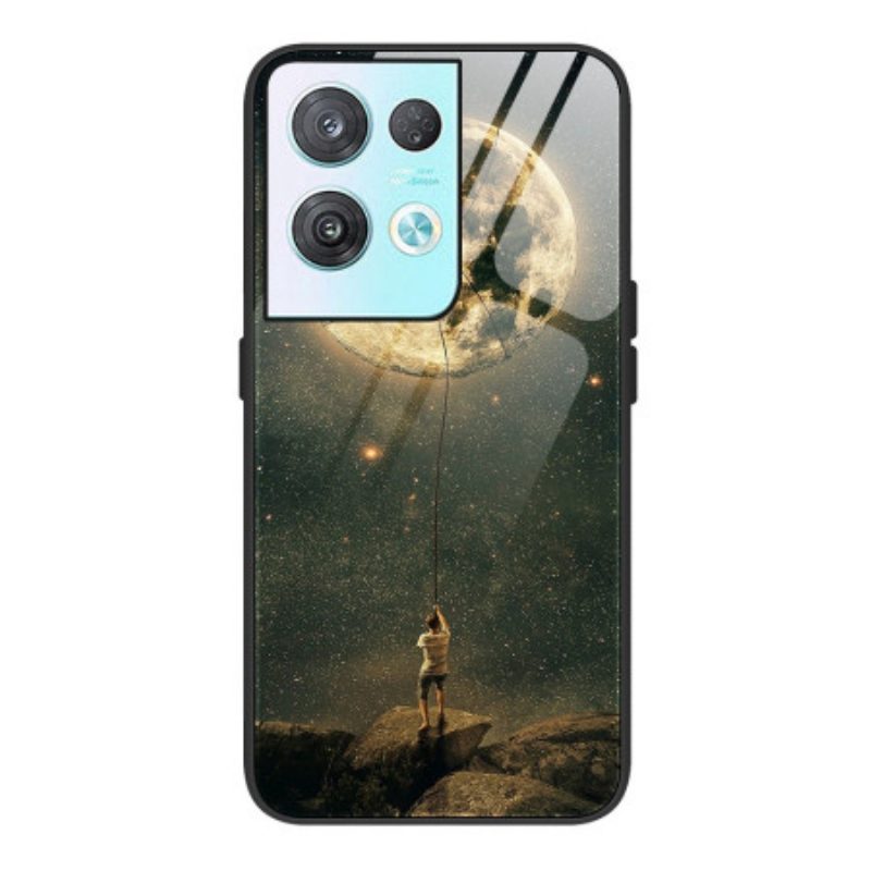 Hoesje voor Oppo Reno 8 Pro Moon Man Gehard Glas