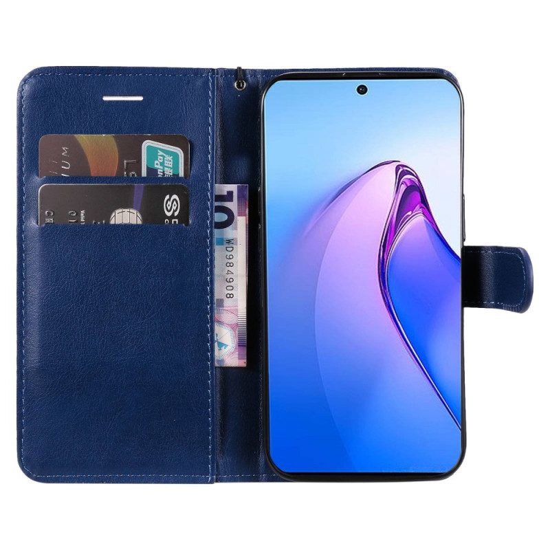 Leren Hoesje voor Oppo Reno 8 Pro Met Ketting Effen Met Bandje