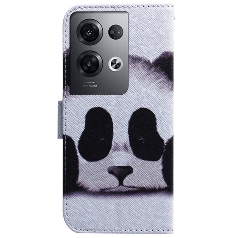 Leren Hoesje voor Oppo Reno 8 Pro Met Ketting Strappy Uilen Schilderen