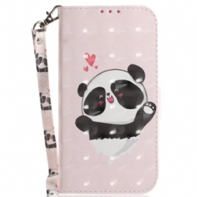 Leren Hoesje voor Oppo Reno 8 Pro Panda Love Met Sleutelkoord