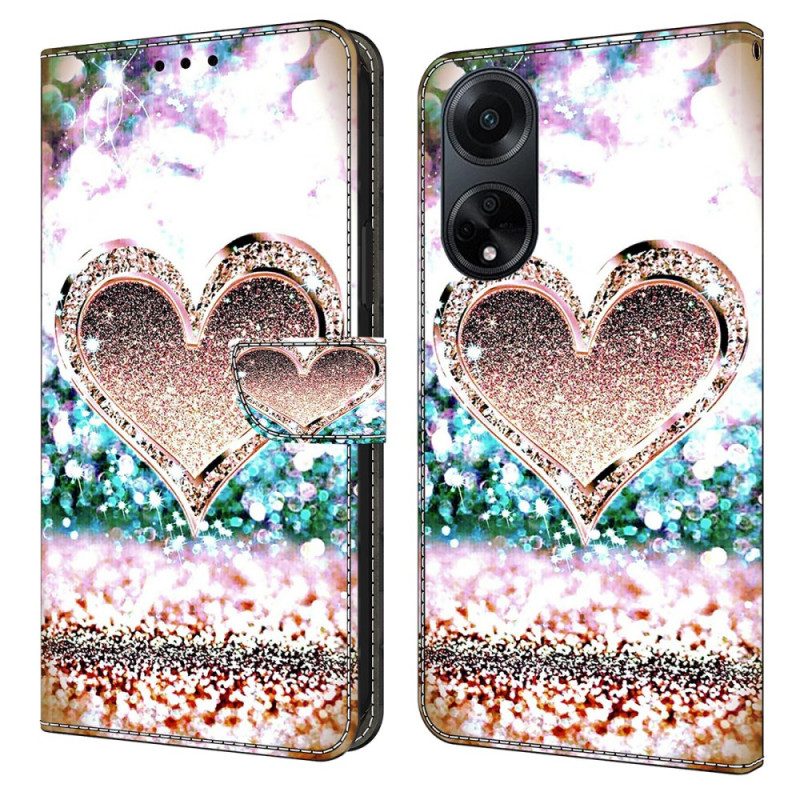 Bescherming Hoesje Oppo A98 5g Roze Diamanten Hart