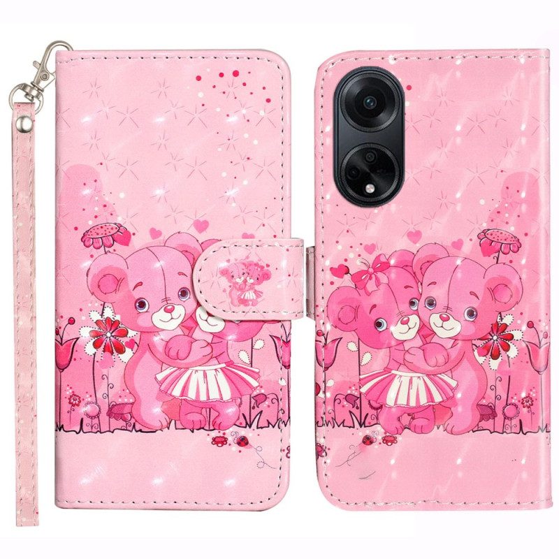 Folio-hoesje Oppo A98 5g Telefoonhoesje 3d Beer Met Riem