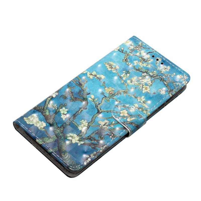 Leren Hoesje Oppo A98 5g 3d Abrikoosbloem Met Bandje