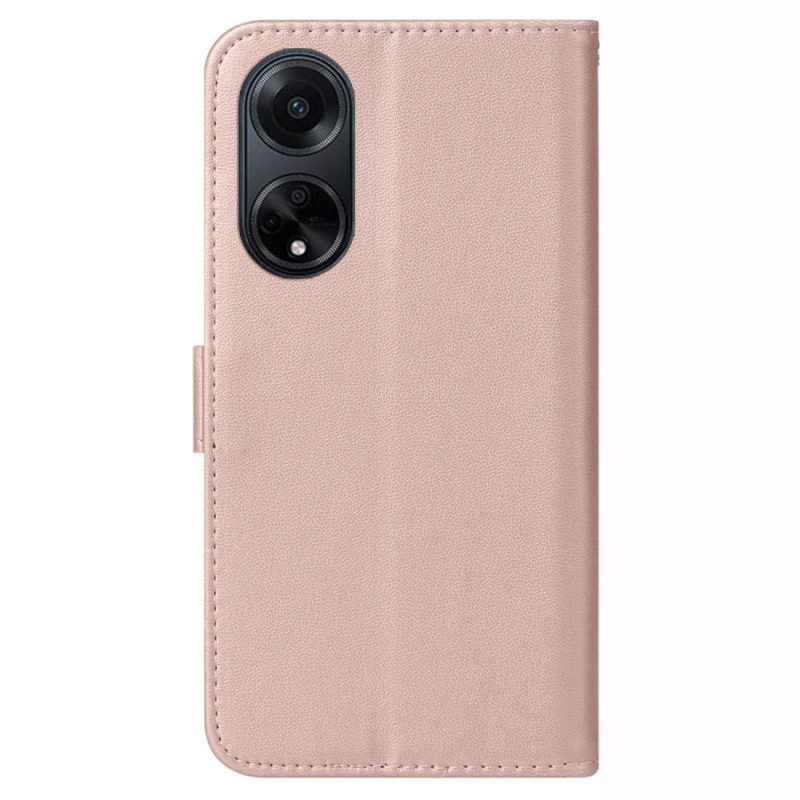 Leren Hoesje Oppo A98 5g Ledereffect Met Riem Bescherming Hoesje