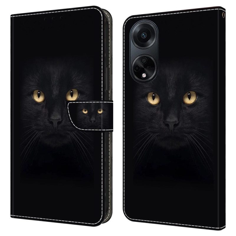 Leren Hoesje Oppo A98 5g Zwarte Kat Bescherming Hoesje