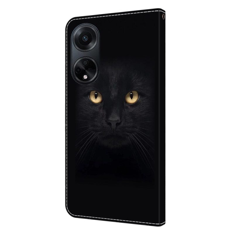 Leren Hoesje Oppo A98 5g Zwarte Kat Bescherming Hoesje