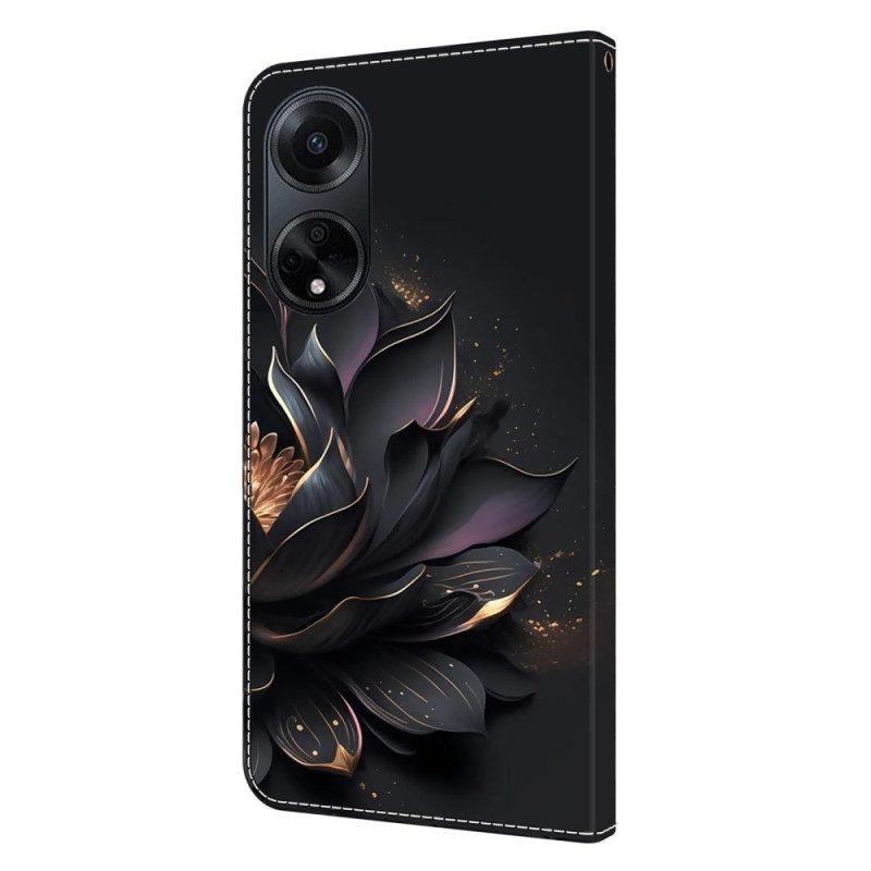 Leren Hoesje Voor Oppo A98 5g Paarse Lotus