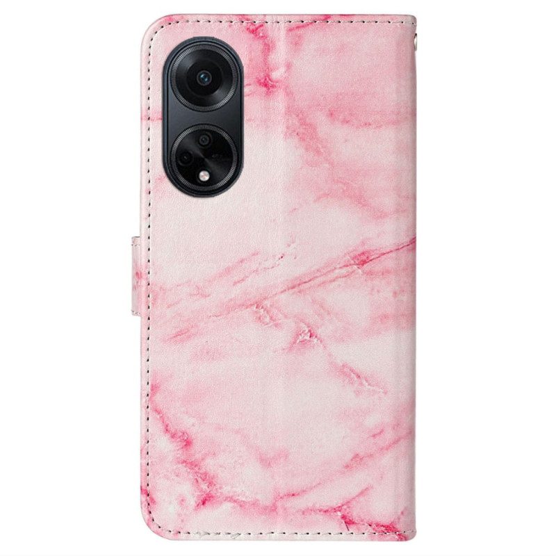 Leren Hoesje Voor Oppo A98 5g Roze Marmer