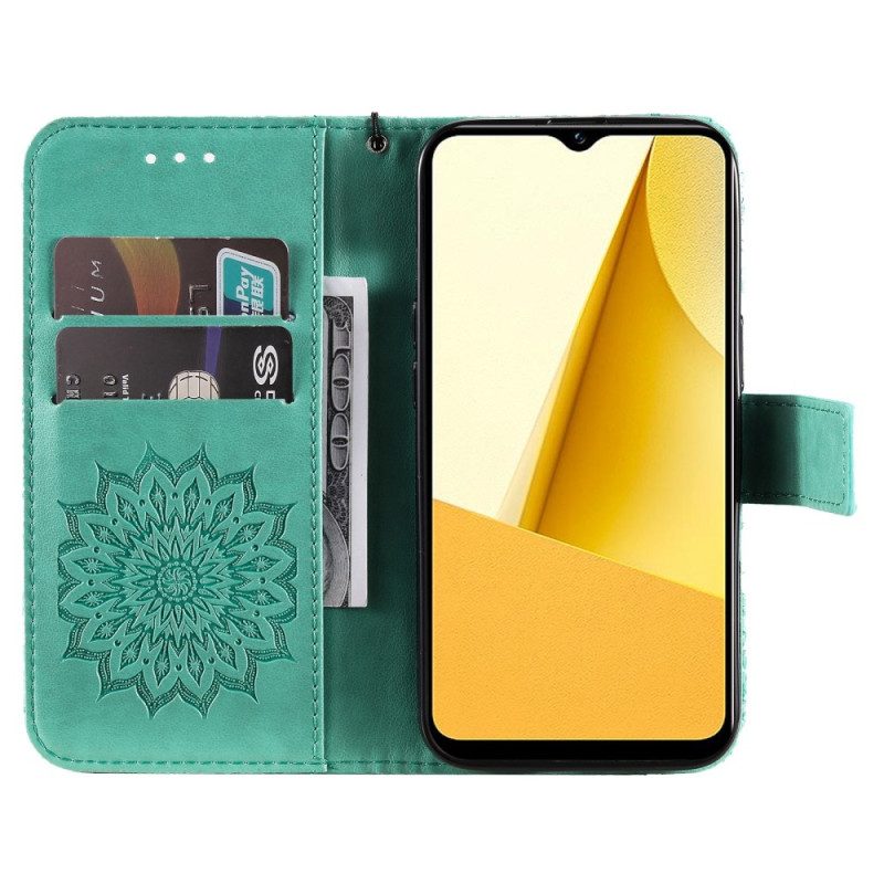 Flip Case voor Vivo Y16 Mandala Zon Met Lanyard