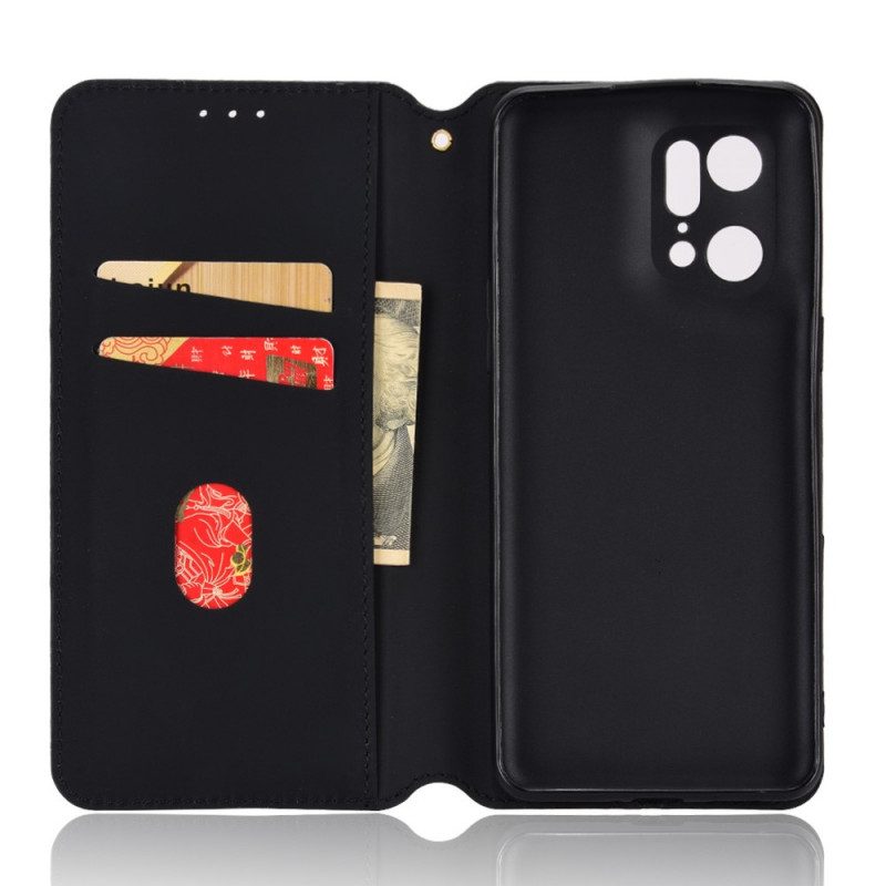 Bescherming Hoesje voor Oppo Find X5 Pro Folio-hoesje 3d Diamant Leereffect