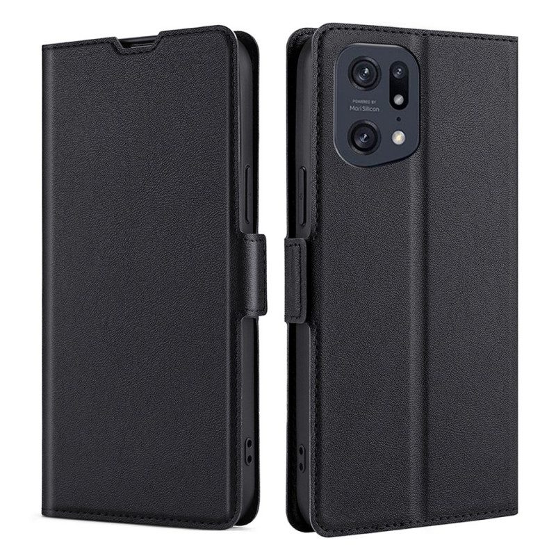 Bescherming Hoesje voor Oppo Find X5 Pro Folio-hoesje Leer-effect