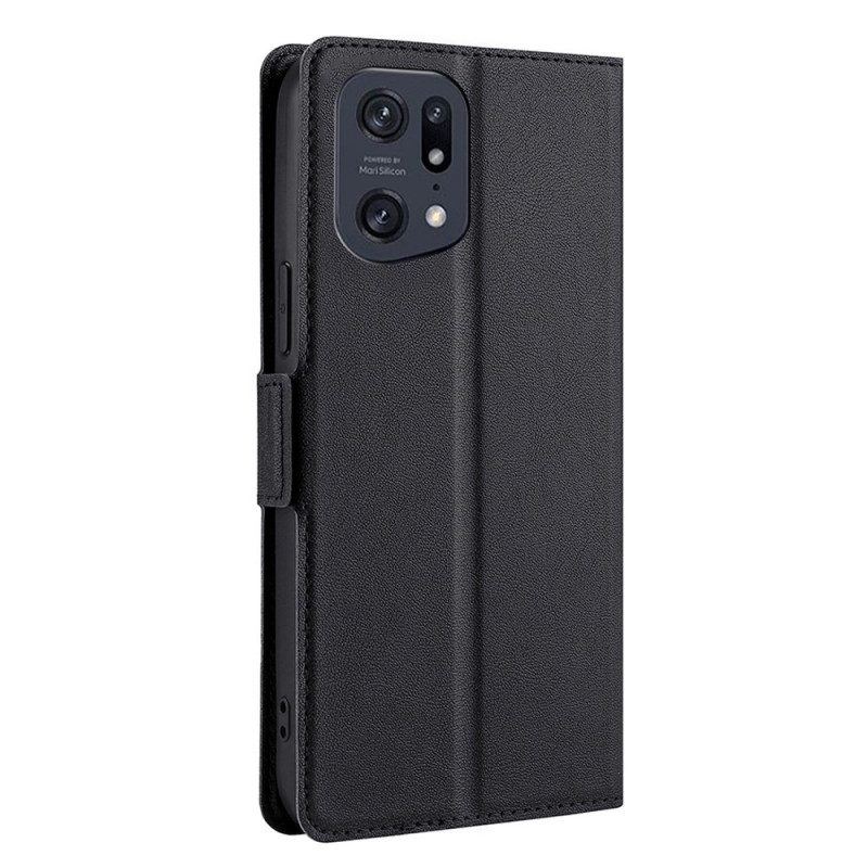 Bescherming Hoesje voor Oppo Find X5 Pro Folio-hoesje Leer-effect