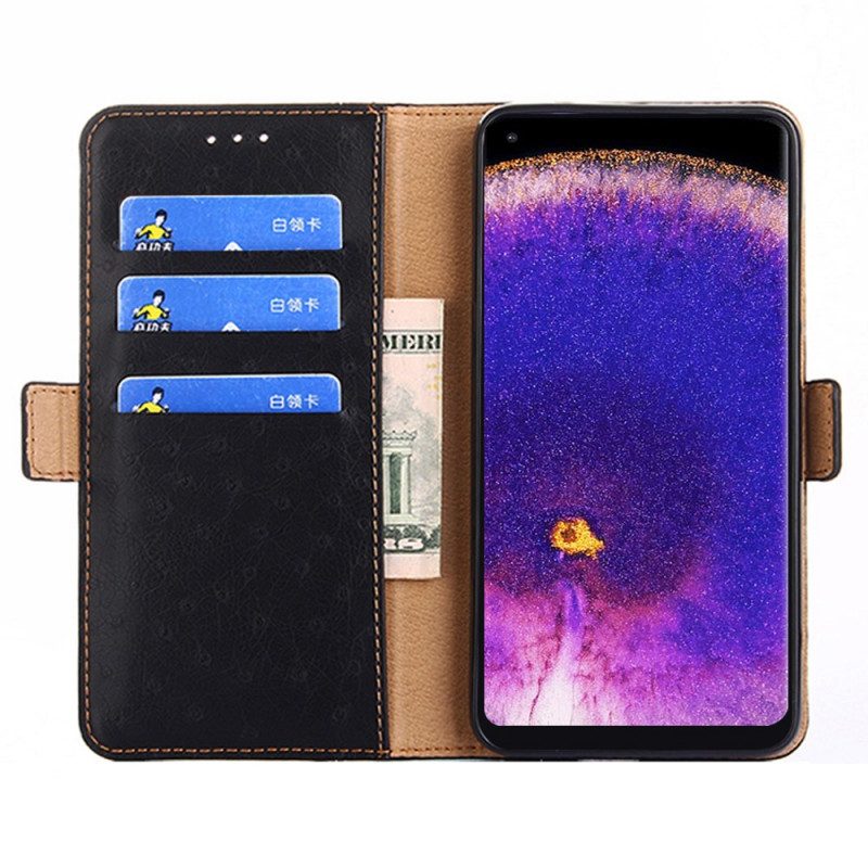 Folio-hoesje voor Oppo Find X5 Pro Bicolor Struisvogel Huidtextuur