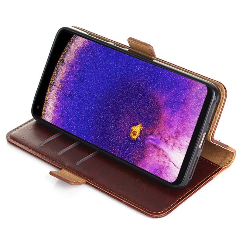 Folio-hoesje voor Oppo Find X5 Pro Bicolor Struisvogel Huidtextuur