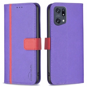 Folio-hoesje voor Oppo Find X5 Pro Imitatieleer Tetxuré Binfen Kleur