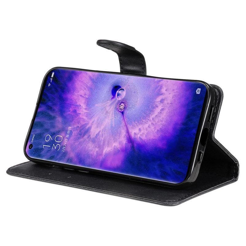 Folio-hoesje voor Oppo Find X5 Pro Met Ketting Effen Met Bandje