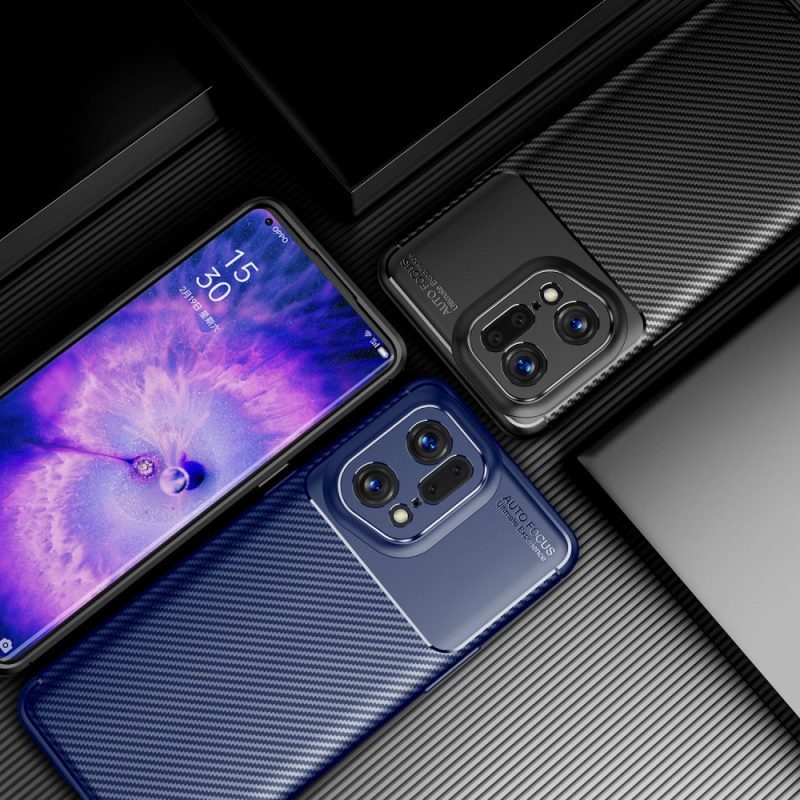 Hoesje voor Oppo Find X5 Pro Geborstelde Koolstofvezel