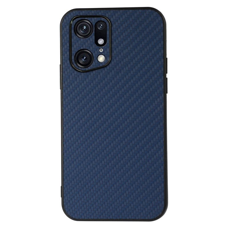 Hoesje voor Oppo Find X5 Pro Koolstofvezeltextuur Met Leereffect