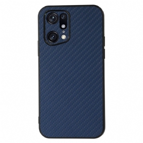 Hoesje voor Oppo Find X5 Pro Koolstofvezeltextuur Met Leereffect