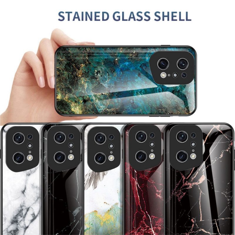 Hoesje voor Oppo Find X5 Pro Marmeren Kleuren Gehard Glas