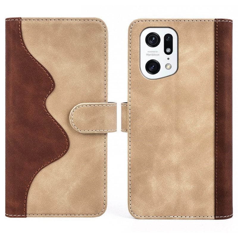 Leren Hoesje voor Oppo Find X5 Pro Grafisch Patroon