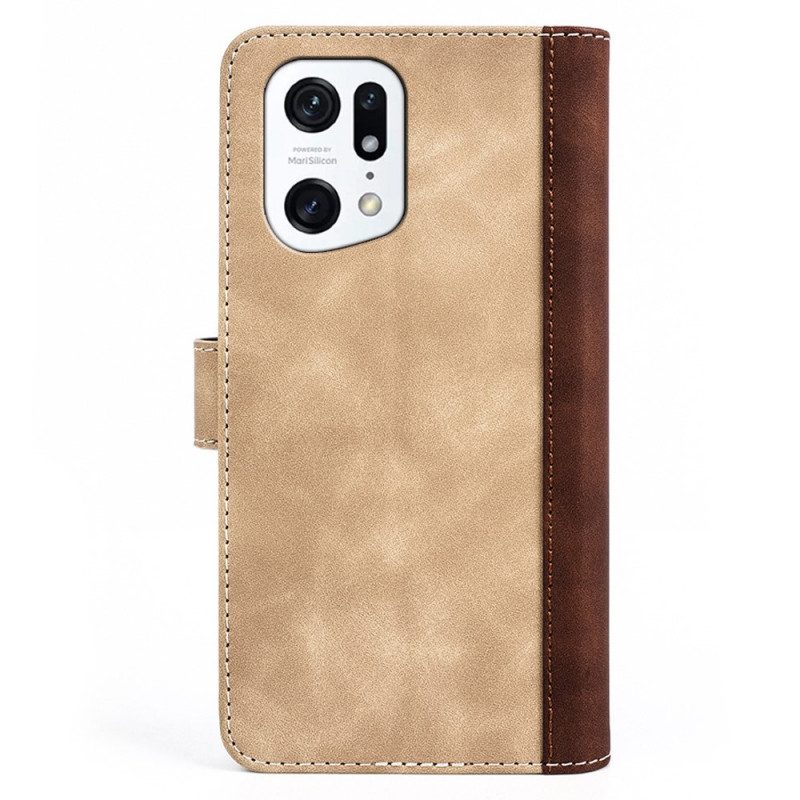 Leren Hoesje voor Oppo Find X5 Pro Grafisch Patroon