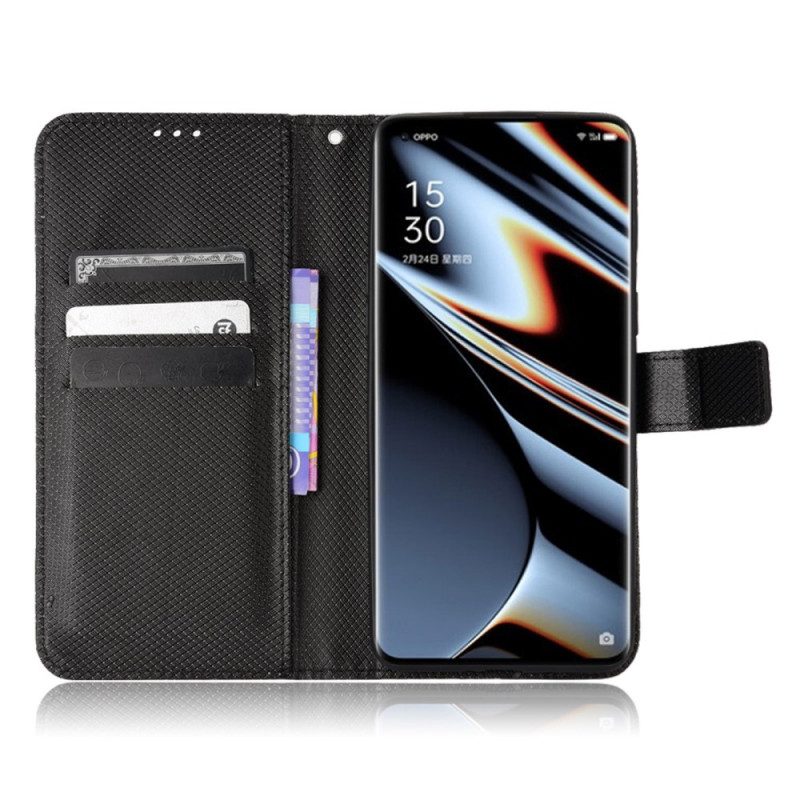 Leren Hoesje voor Oppo Find X5 Pro Met Ketting Stijlvol Imitatieleer Met Bandjes