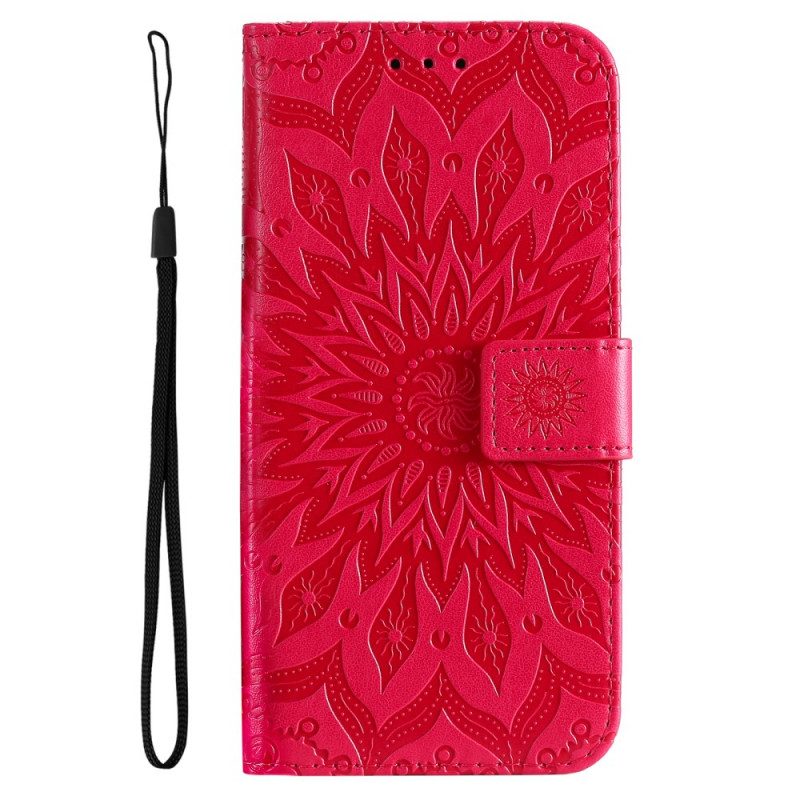 Leren Hoesje voor Oppo Find X5 Pro Met Ketting String Zon