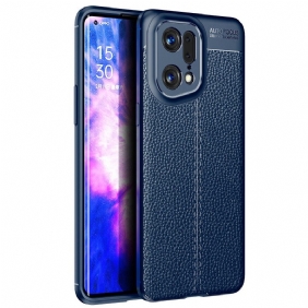 Telefoonhoesje voor Oppo Find X5 Pro Dubbellijnig Litchi-leereffect