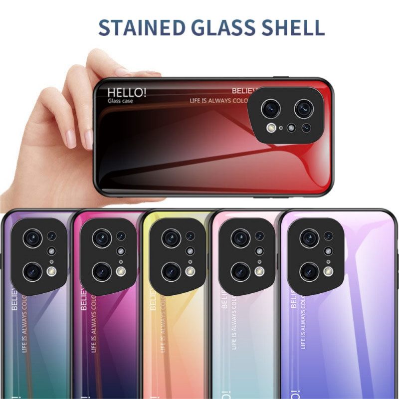 Telefoonhoesje voor Oppo Find X5 Pro Gehard Glas Hallo