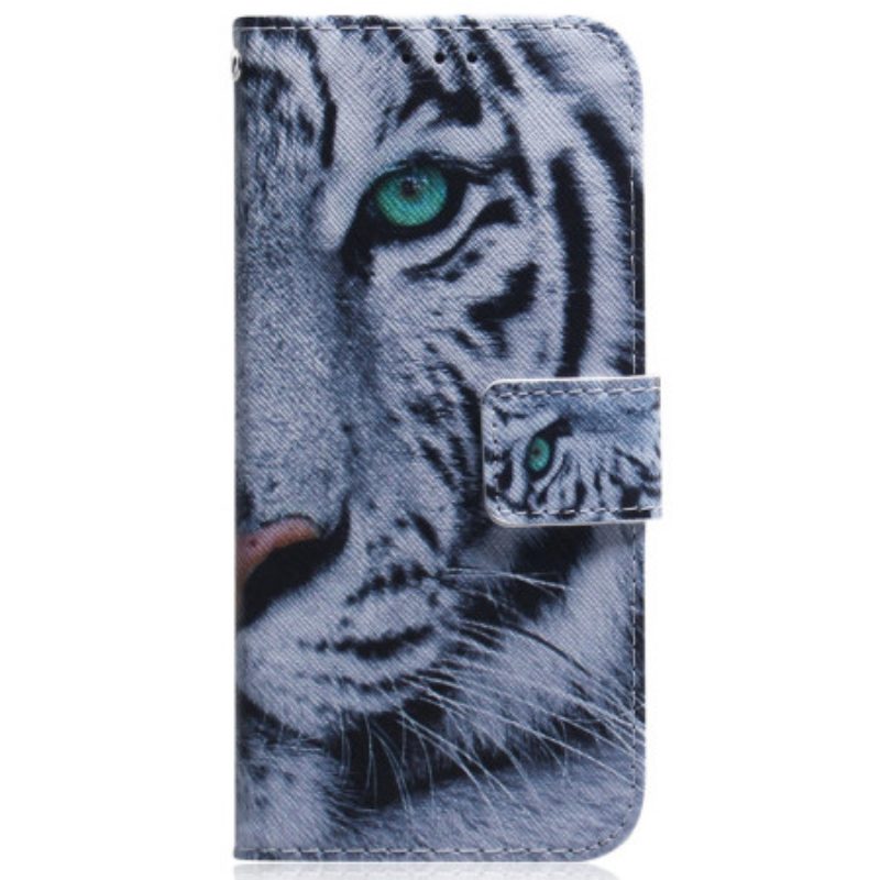 Flip Case voor iPhone 15 Witte Tijger