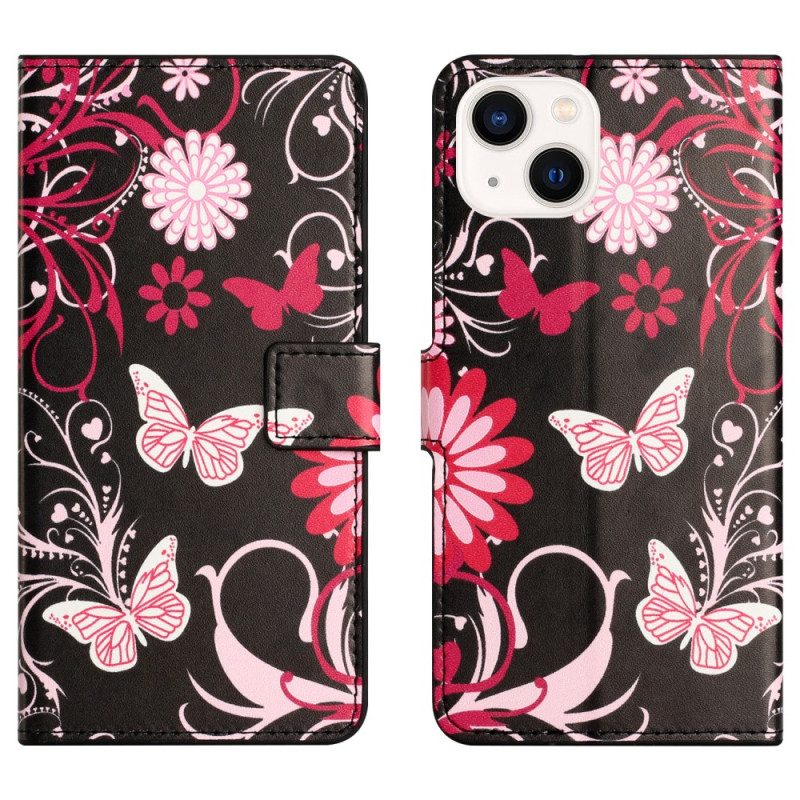 Folio-hoesje voor iPhone 15 Alleen Vlinders