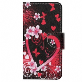 Folio-hoesje voor iPhone 15 Met Ketting Lanyardharten