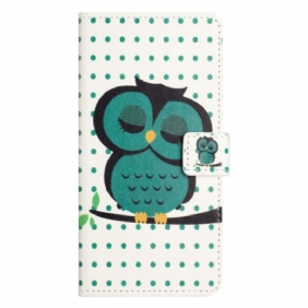 Folio-hoesje voor iPhone 15 Slapende Uil