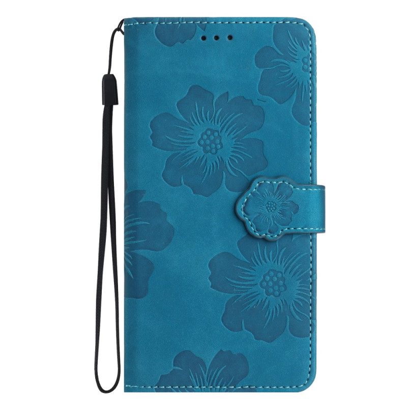 Leren Hoesje voor iPhone 15 Bloemenprint