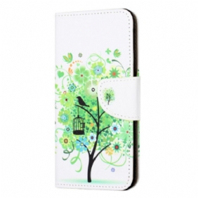 Leren Hoesje voor iPhone 15 Boom Met Groen Blad