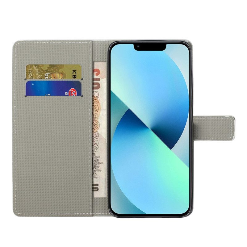 Leren Hoesje voor iPhone 15 Galaxy-patroon