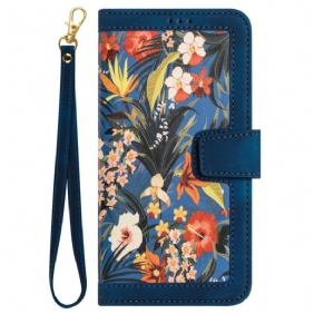 Leren Hoesje voor iPhone 15 Luxe Bloemen