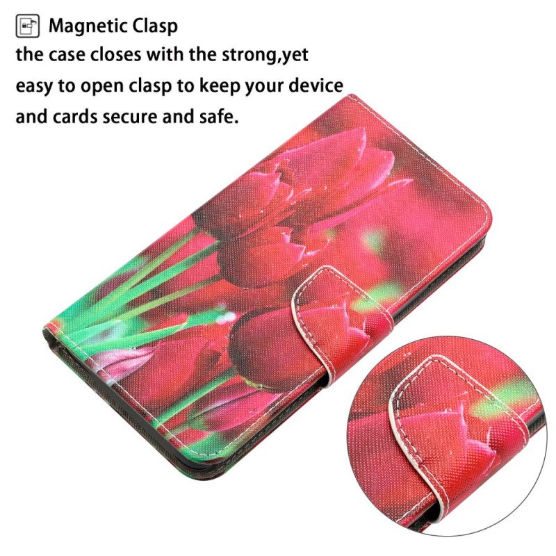 Leren Hoesje voor iPhone 15 Met Ketting Bloemenvariant Met Riempje