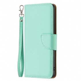 Leren Hoesje voor iPhone 15 Met Ketting Litchistrook