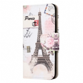 Leren Hoesje voor iPhone 15 Vintage Eiffeltoren